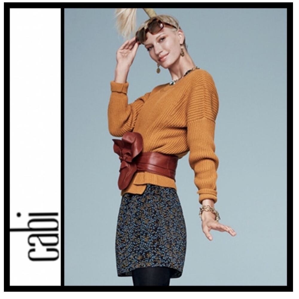 Cabi Chunky Step Up Pullover Sweater Size Small Mustard Yellow Boho Fall Ribbed